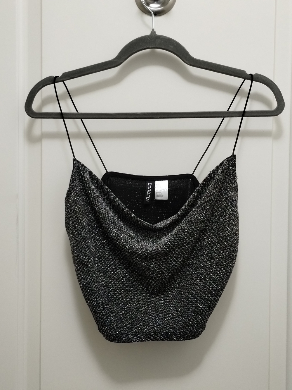 H&M Black Silver Metallic Sparkle Crop Top